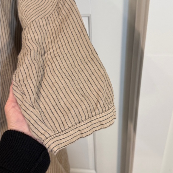 SAUTHS linen maxi dress in almond stripes large - Picture 8 of 15